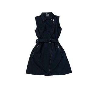 Divided H&M Black Sleeveless Moto Style Belted Dress Size 12